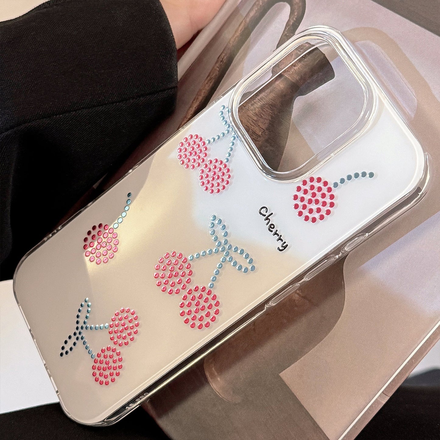Funda de teléfono móvil Cherry Ruby dorada adecuada para iPhone 13, 14, 16, 17Promax, dura, de primera calidad, de 12ª generación de Apple