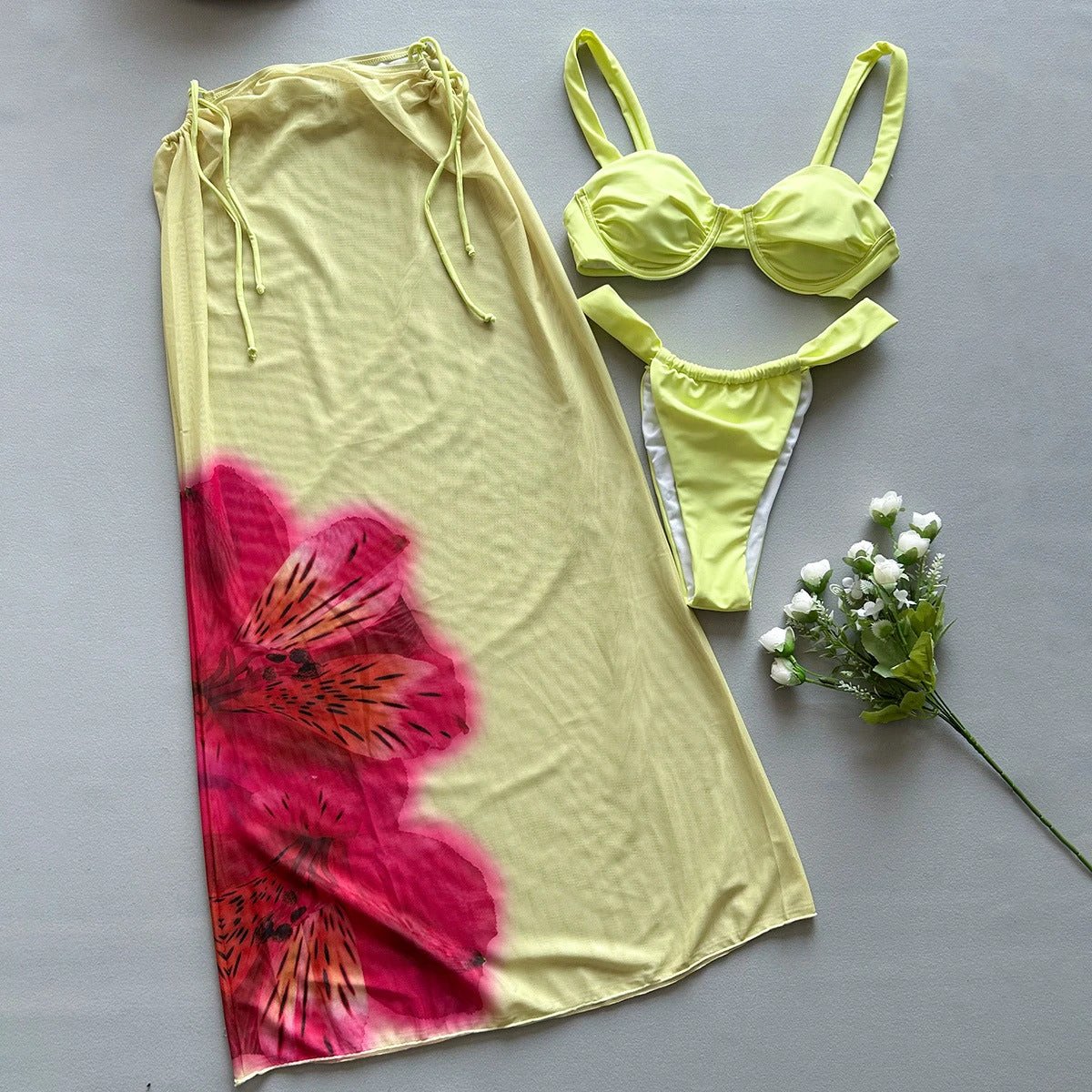 Three-piece Bikini Printed Split Women's Swimsuit Suit