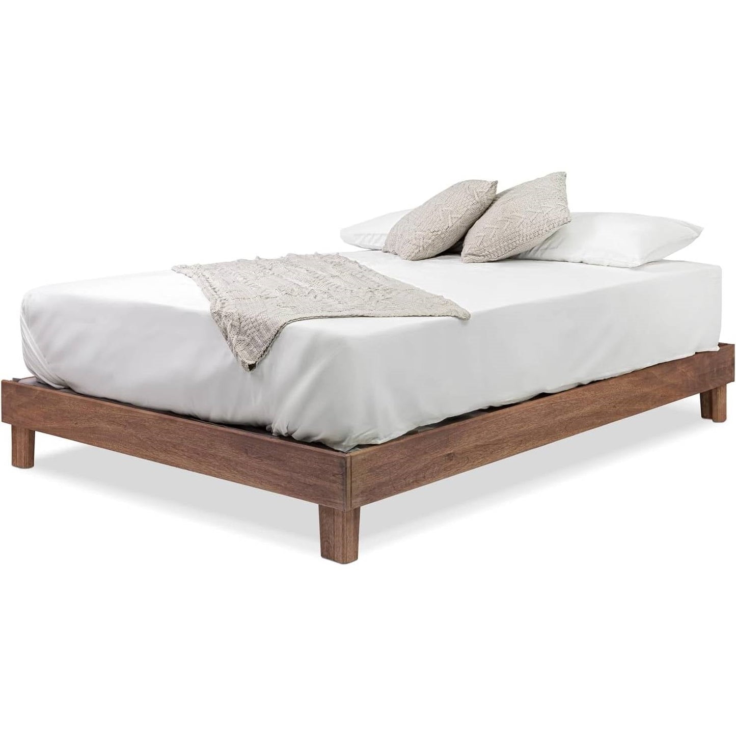 Base de cama de plataforma tamaño Twin de madera maciza resistente con acabado en roble - Hecha en EE. UU.