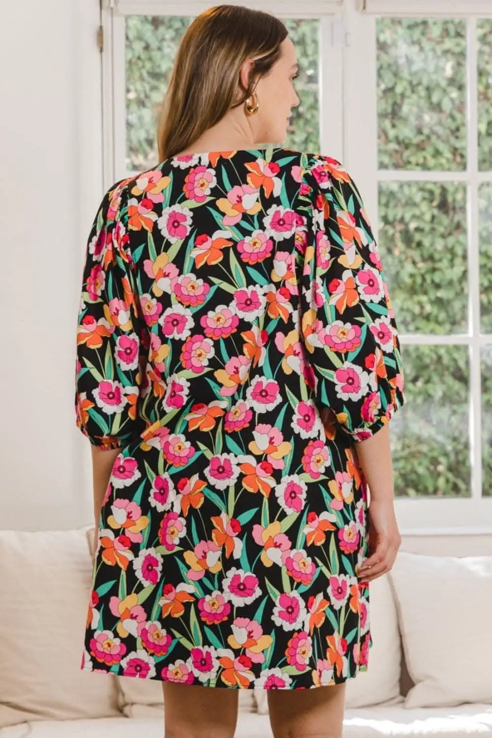 Dresses Trendsi ODDI Full Size Floral Puff Sleeve Mini Dress Delig