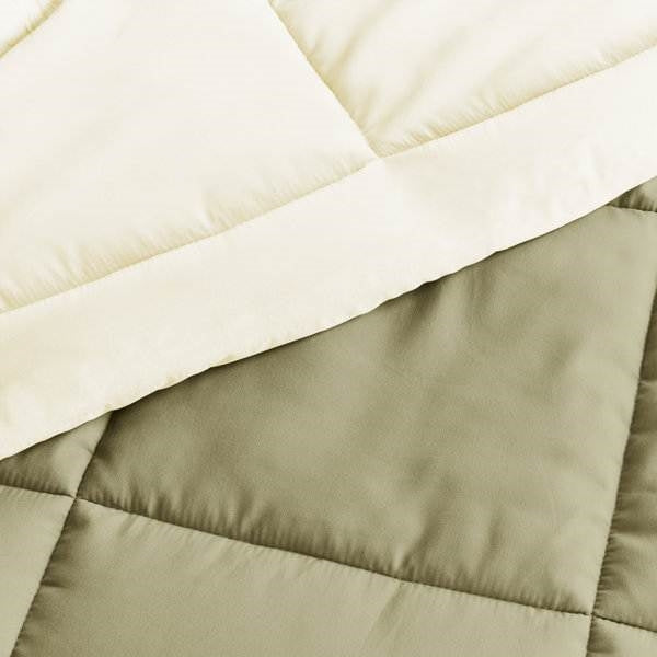 Juego de edredón reversible de microfibra de 3 piezas King/Cal King en verde salvia/crema