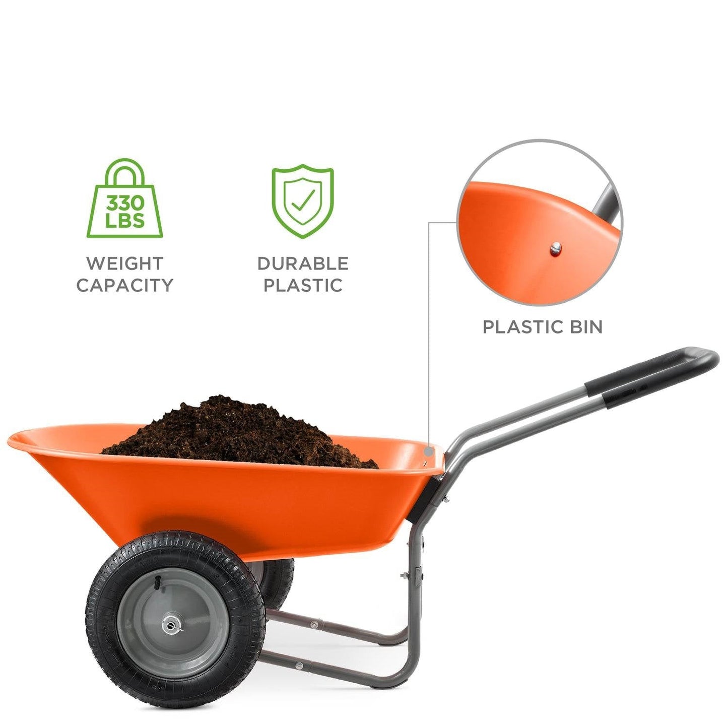 Carretilla Multiusos de 2 Ruedas de Uso Rudo Inoxidable - Naranja