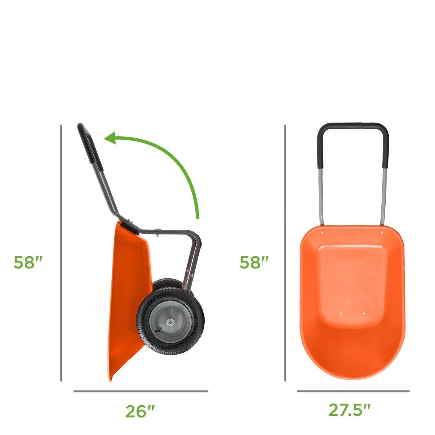 Carretilla Multiusos de 2 Ruedas de Uso Rudo Inoxidable - Naranja