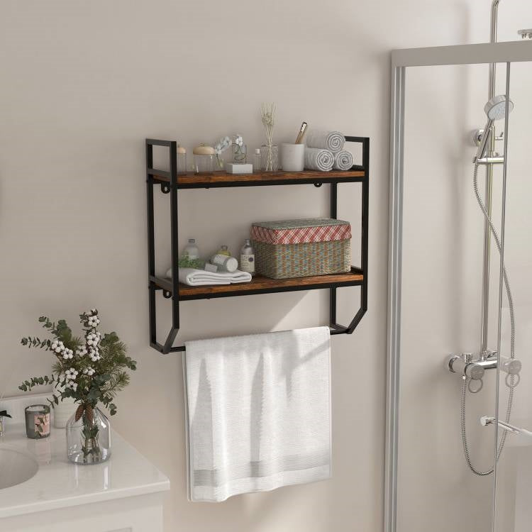 Estante de baño de 2 niveles para colocar sobre el inodoro con toallero
