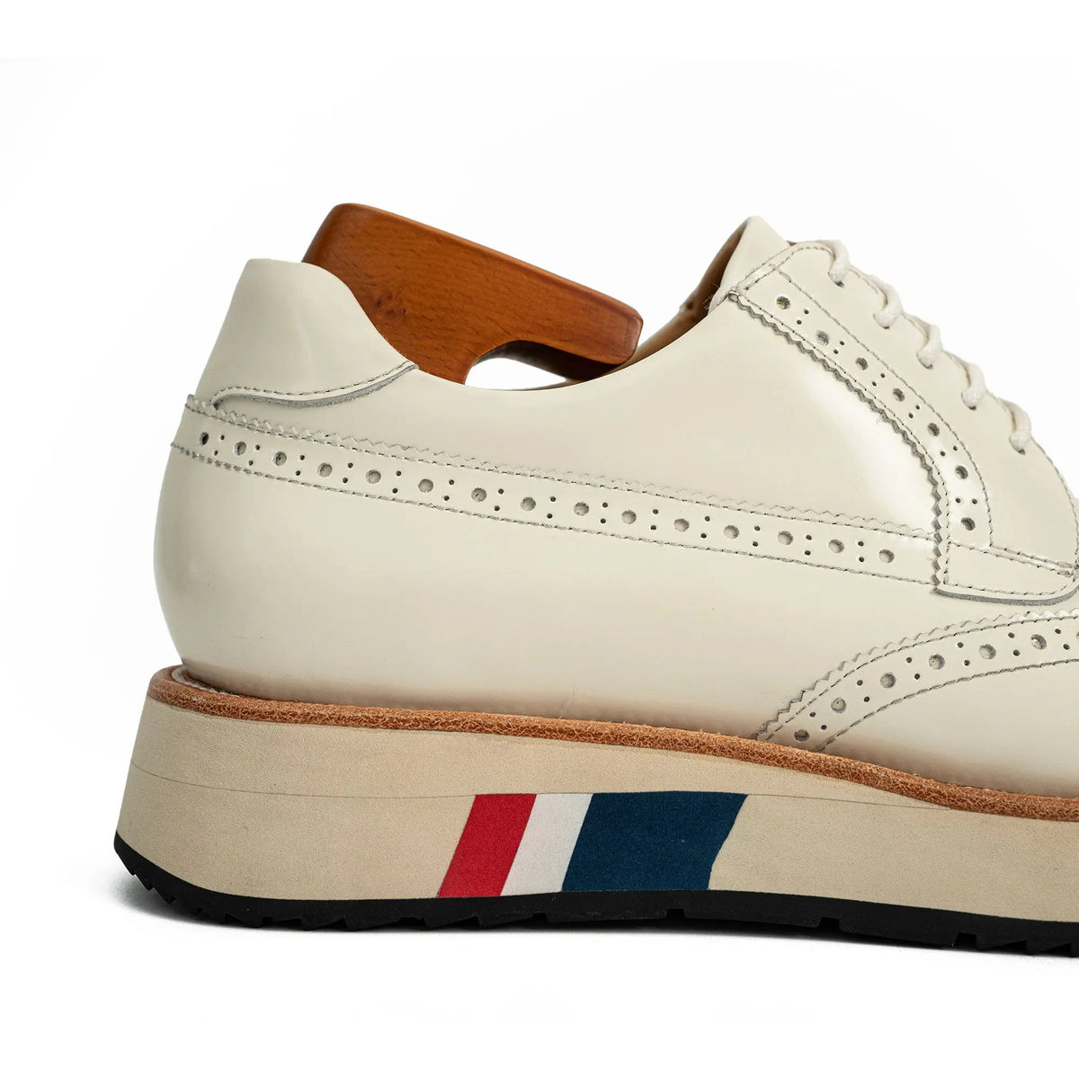 White Wingtip Calf Leather Casual Shoes