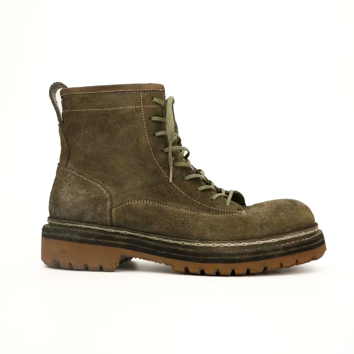 Brown Plain-Toe Horsehide Ankle Boots