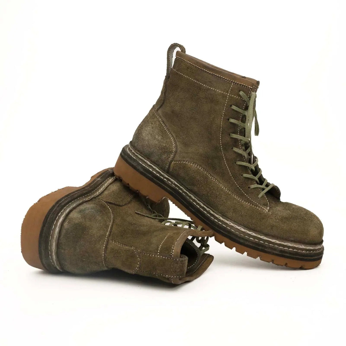 Brown Plain-Toe Horsehide Ankle Boots