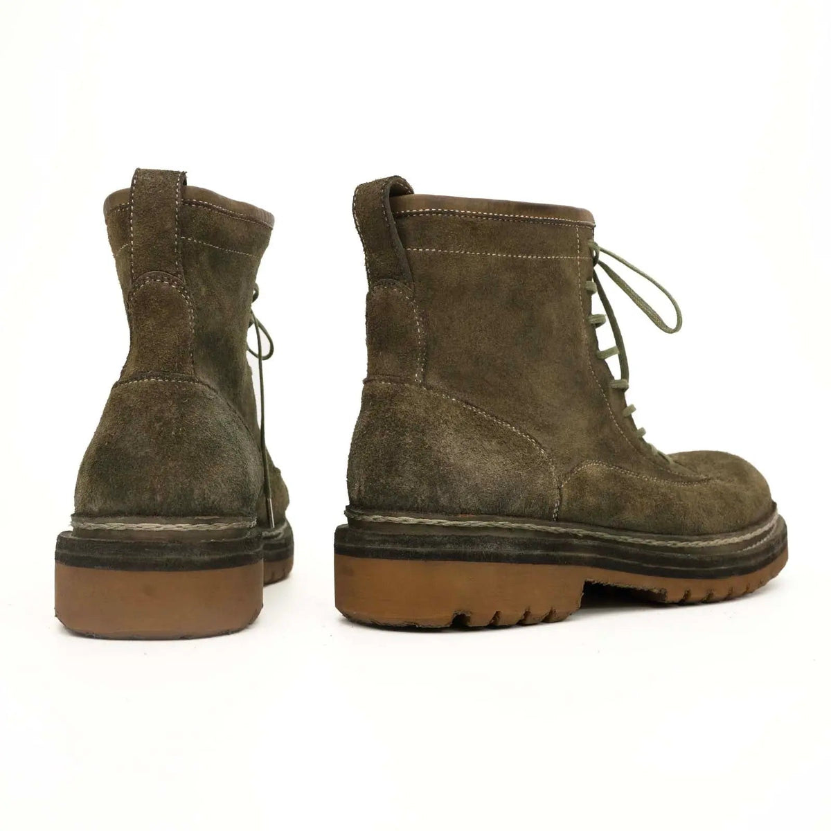 Brown Plain-Toe Horsehide Ankle Boots