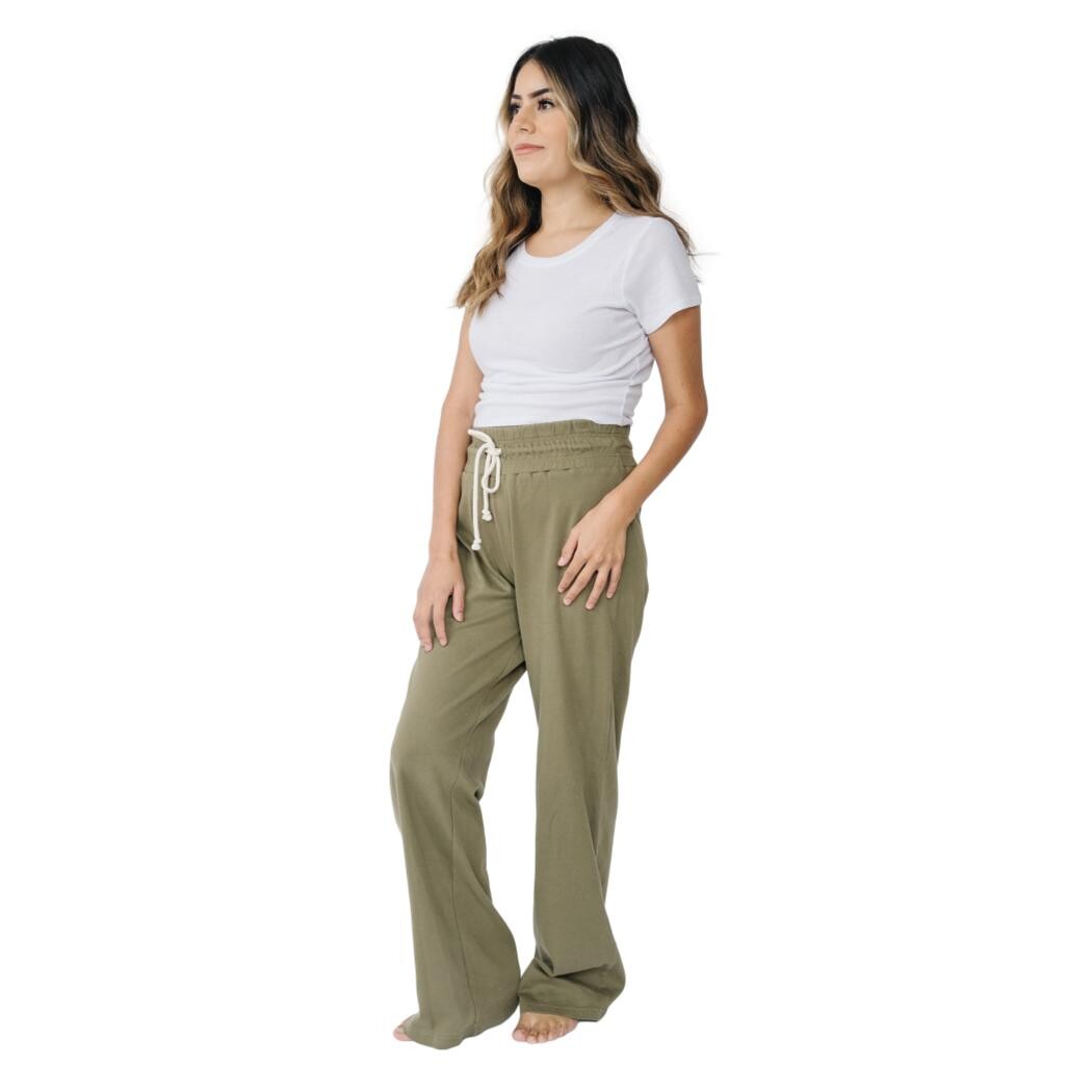 Pantalones de salón de algodón orgánico para adulto - Verde oliva