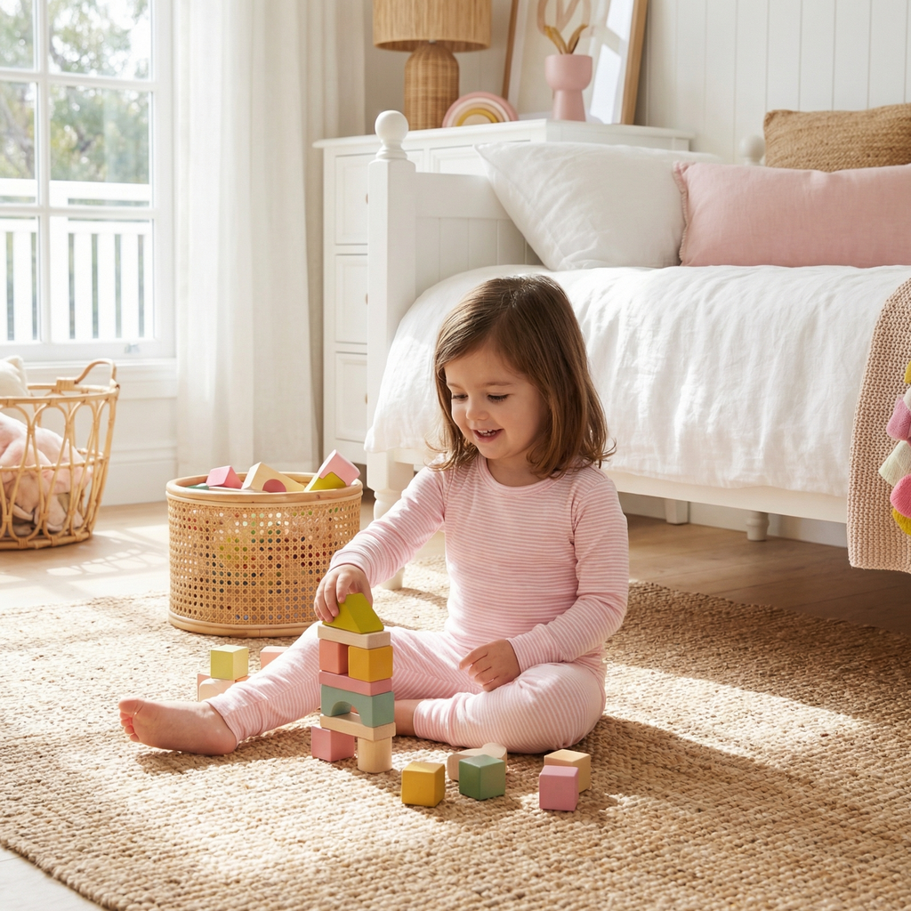 Peony Stripe Bamboo Toddler Pajama Set