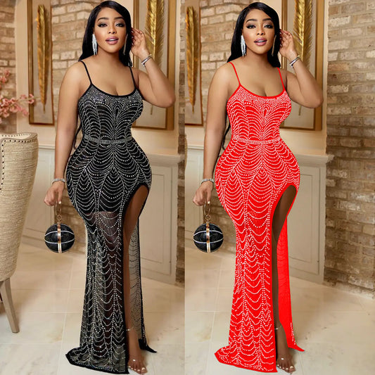 Vestido de fiesta de tirantes con diamantes de imitación para mujer