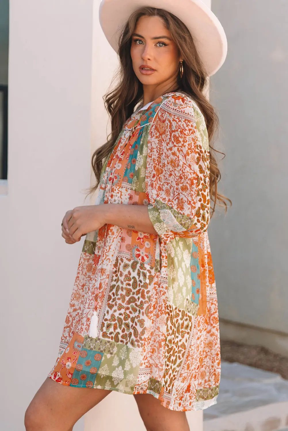 Dresses Love Salve Orange Paisley Dress Women's Daily Chiffon Loose Fit Spring Dress