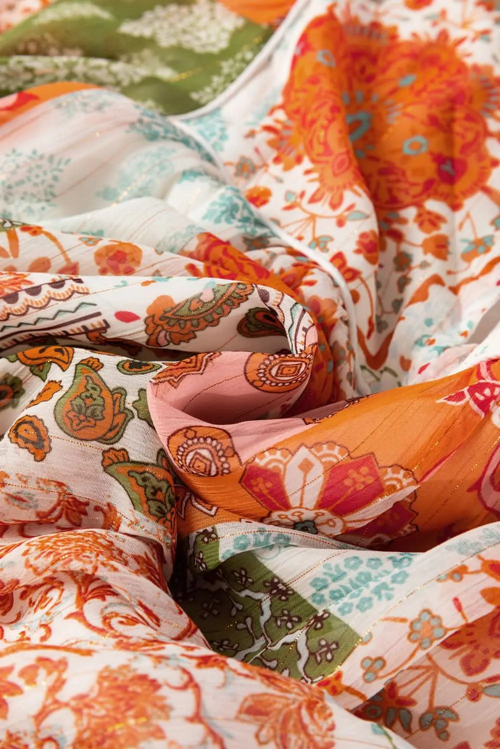Dresses Love Salve Orange Paisley Dress Women's Daily Chiffon Loose Fit Spring Dress