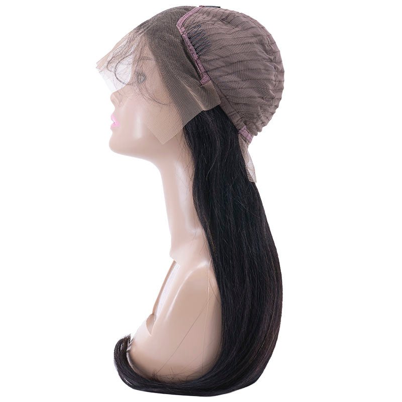 Peluca de pelo humano lacio de encaje frontal transparente de 13x4
