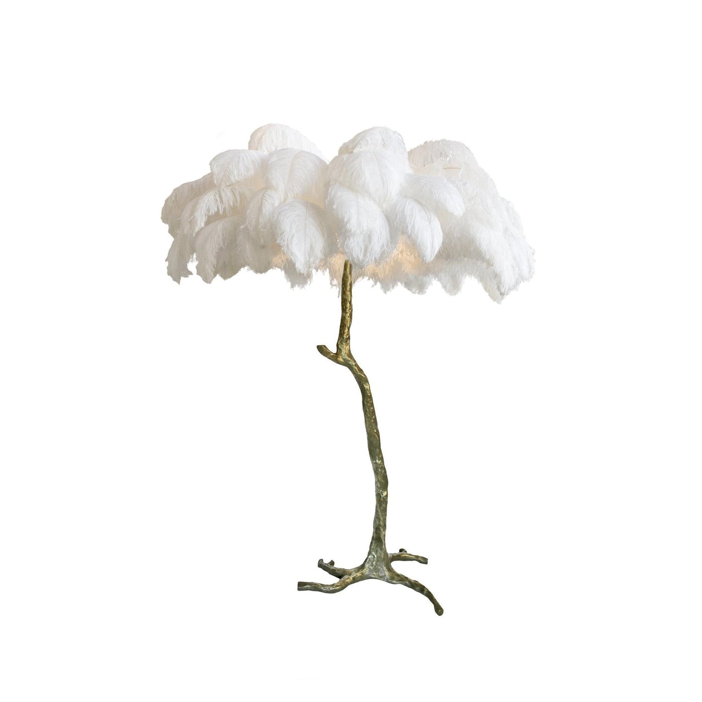 Lámpara de pie de plumas de avestruz