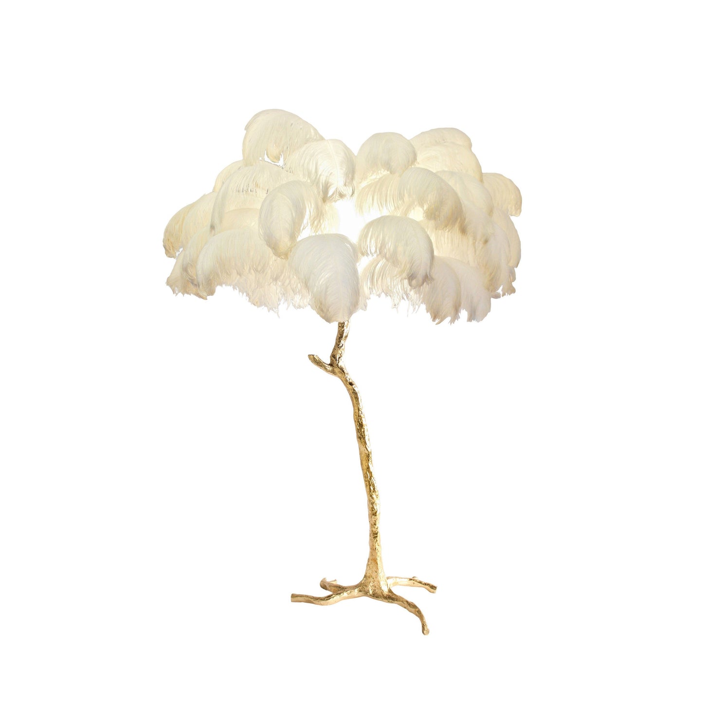 Lámpara de pie de plumas de avestruz