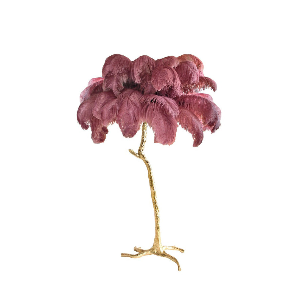 Lámpara de pie de plumas de avestruz