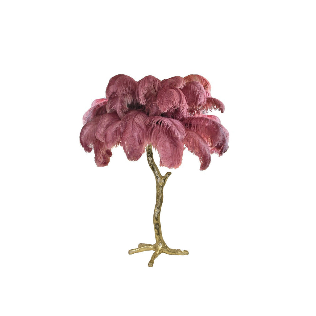 Lámpara de Mesa con Plumas de Avestruz