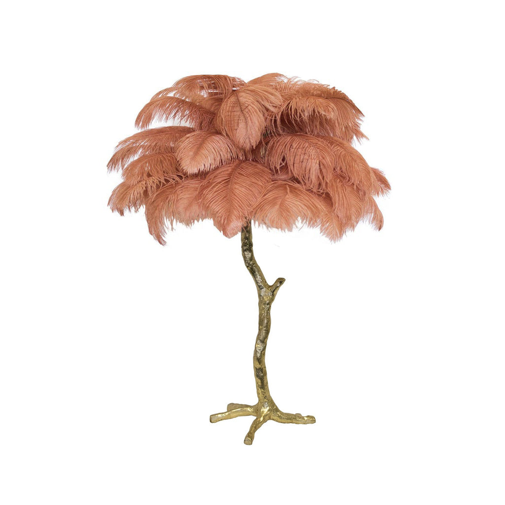 Lámpara de Mesa con Plumas de Avestruz