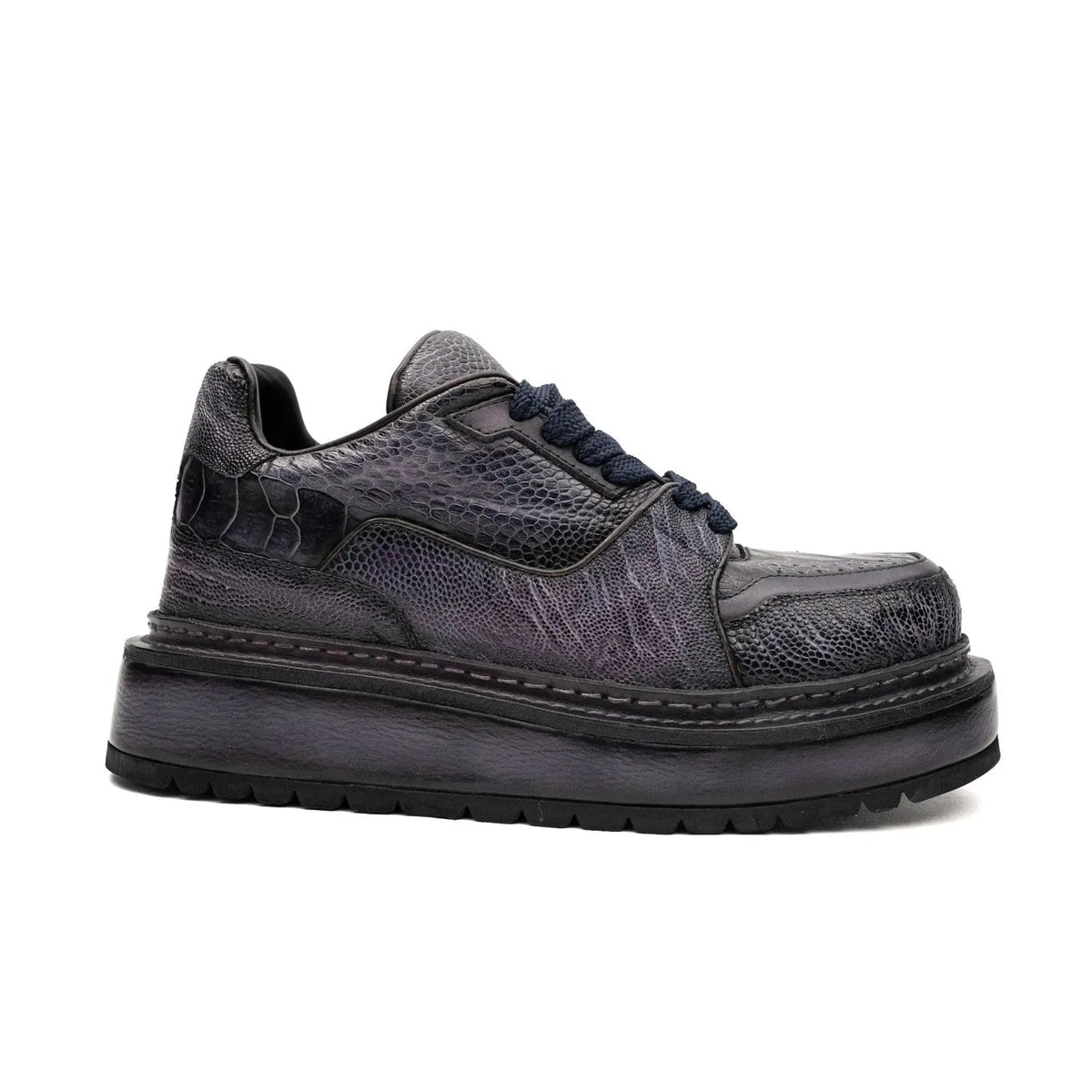 Purple Platform Lizard Leather Sneakers