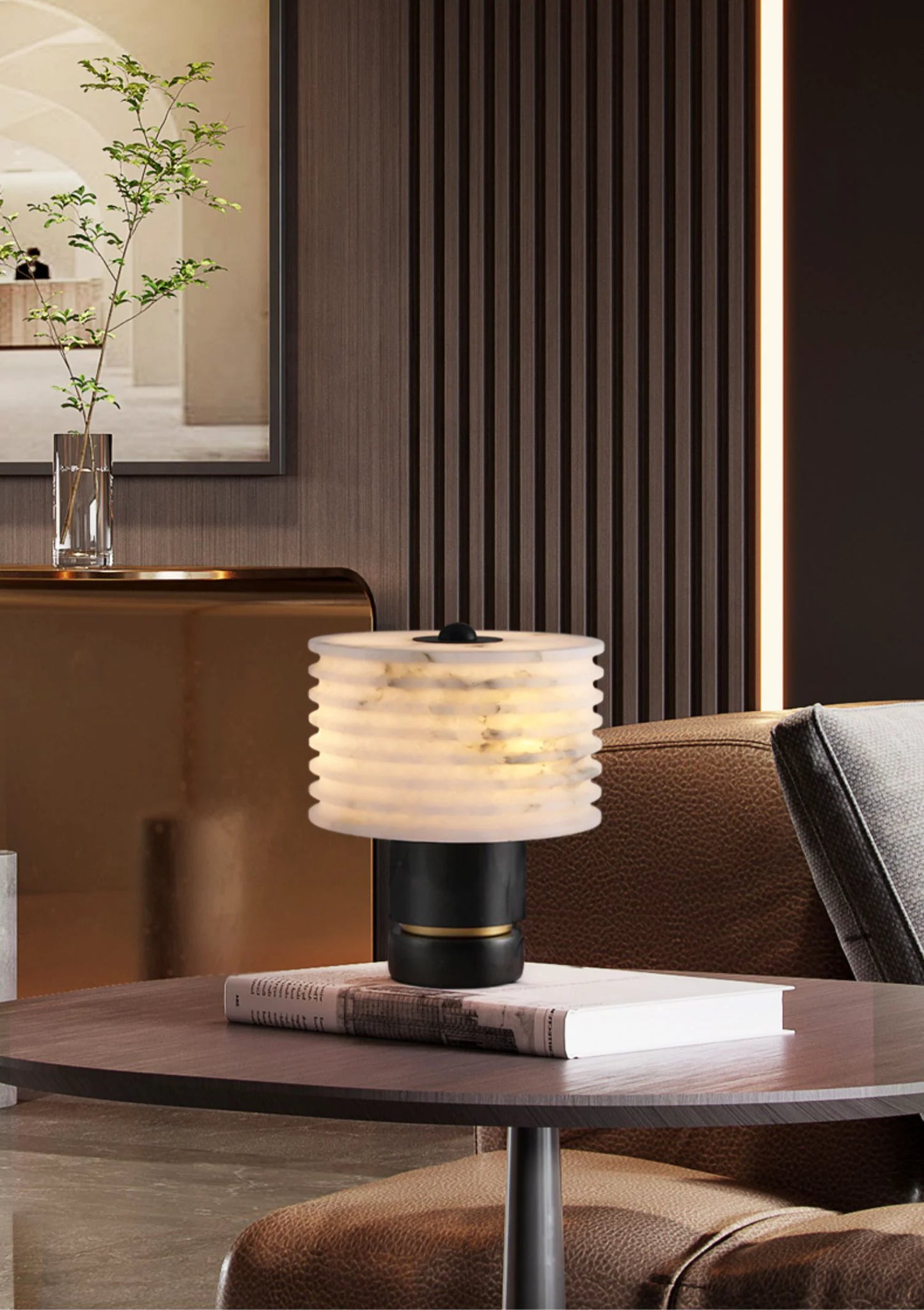 Lámpara de mesa moderna de alabastro Outela