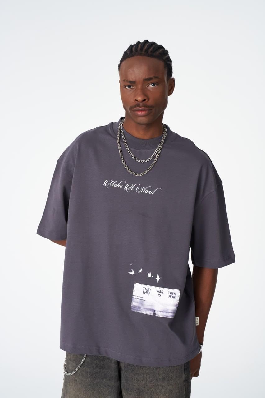 Oversize Cotton Tee / "Make A Stand" Photographic Graphic Print