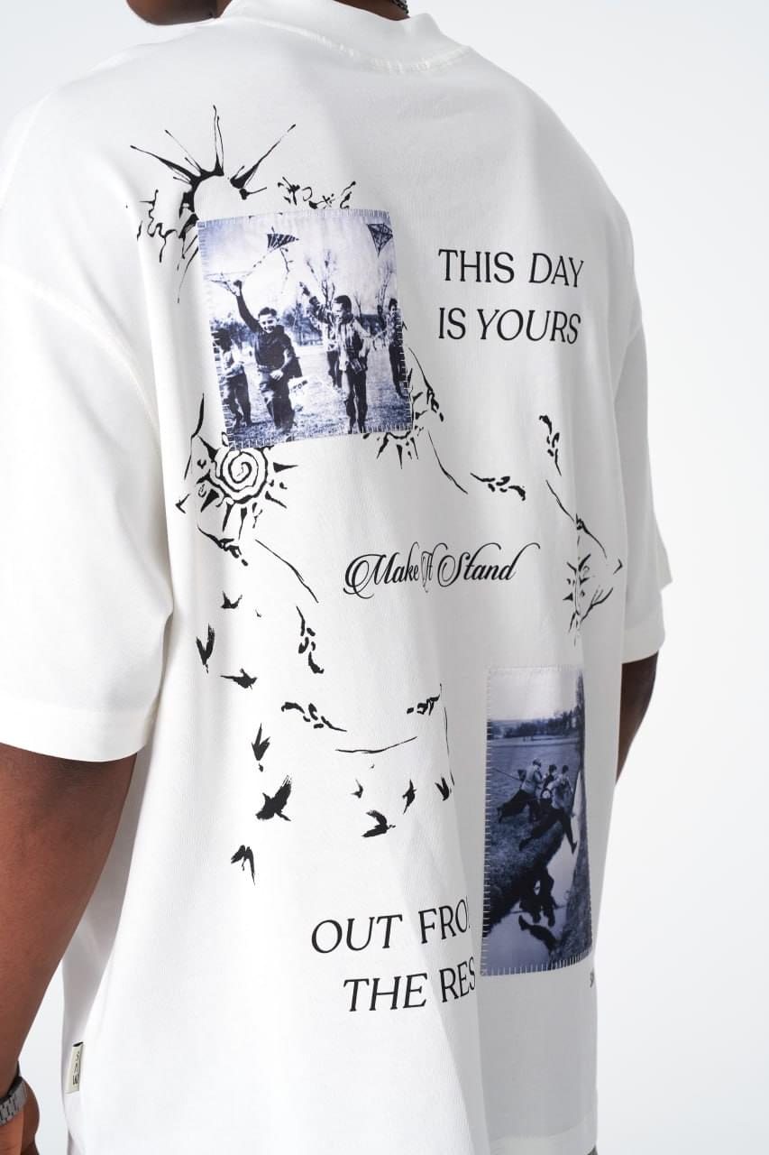Oversize Cotton Tee / "Make A Stand" Photographic Graphic Print