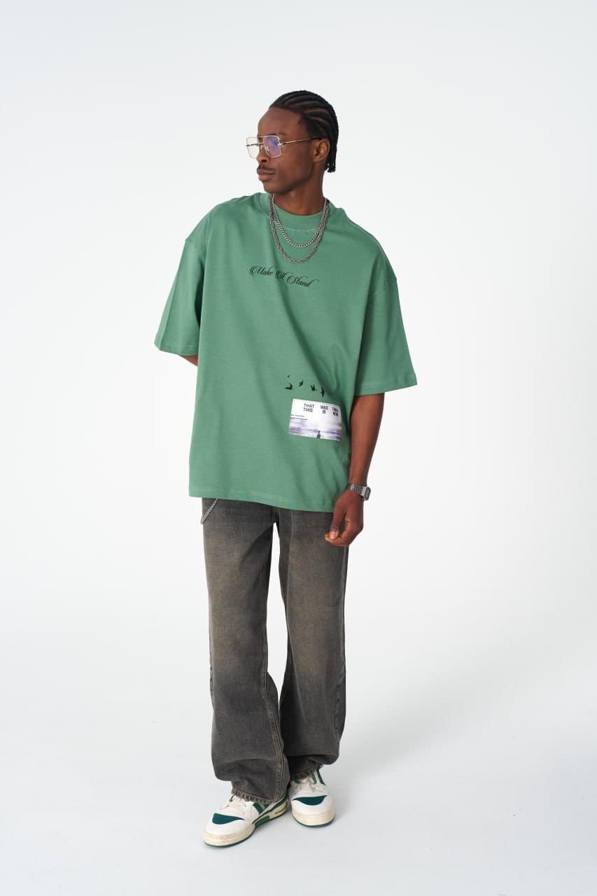 Oversize Cotton Tee / "Make A Stand" Photographic Graphic Print