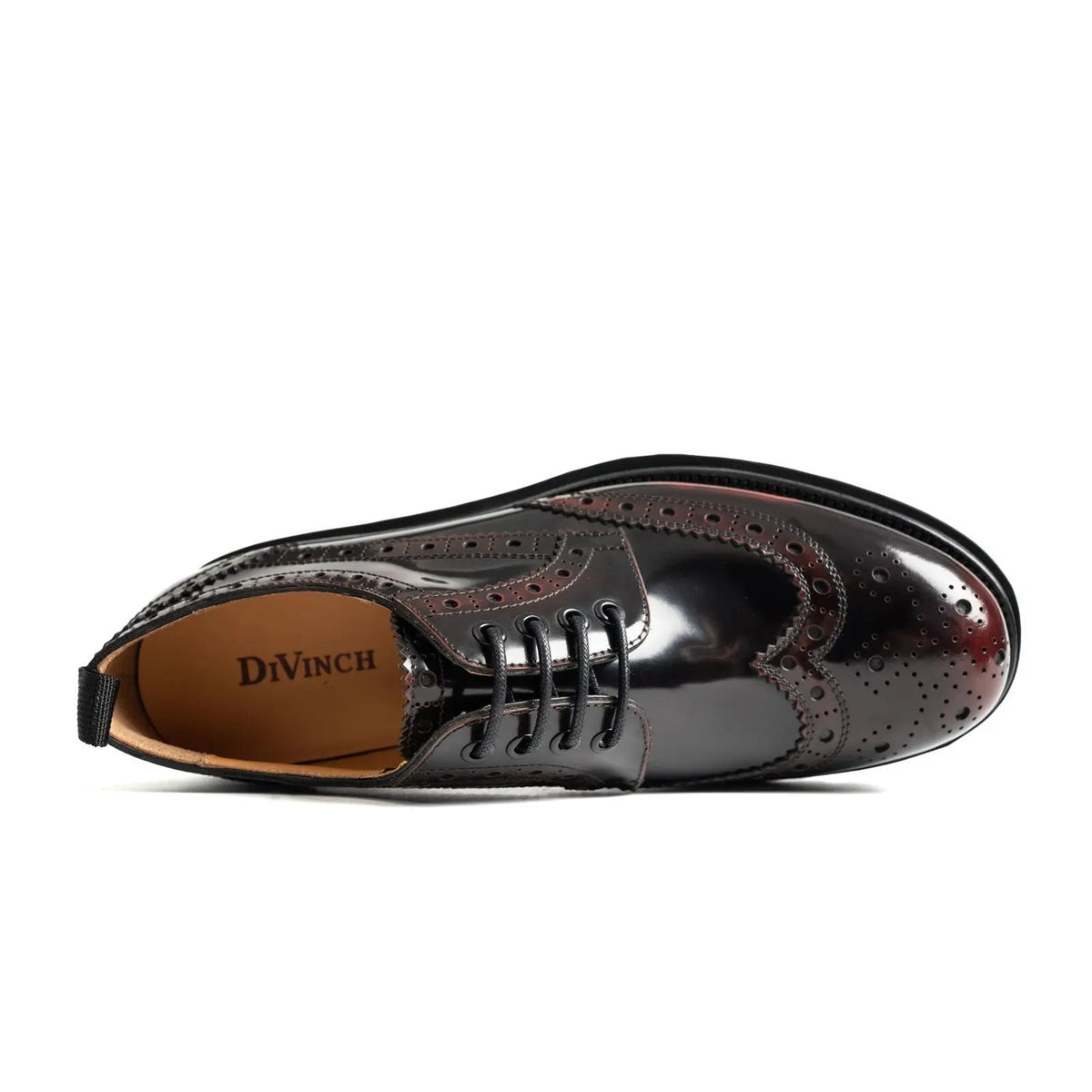 Burgundy Wingtip Calf Leather Derby Shoes