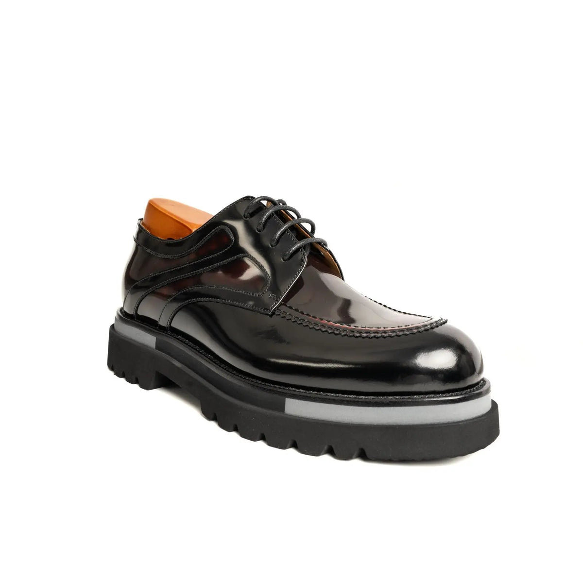 Burgundy Calf Leather Derby Shoes