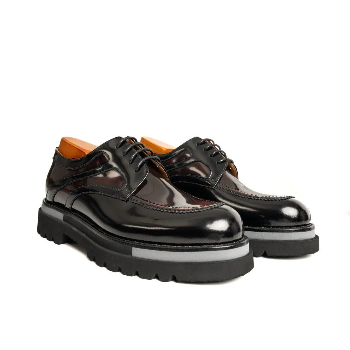 Burgundy Calf Leather Derby Shoes