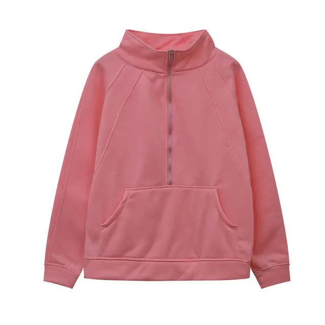 Autumn/Winter Women's Plush Half Zipper Sweatshirt