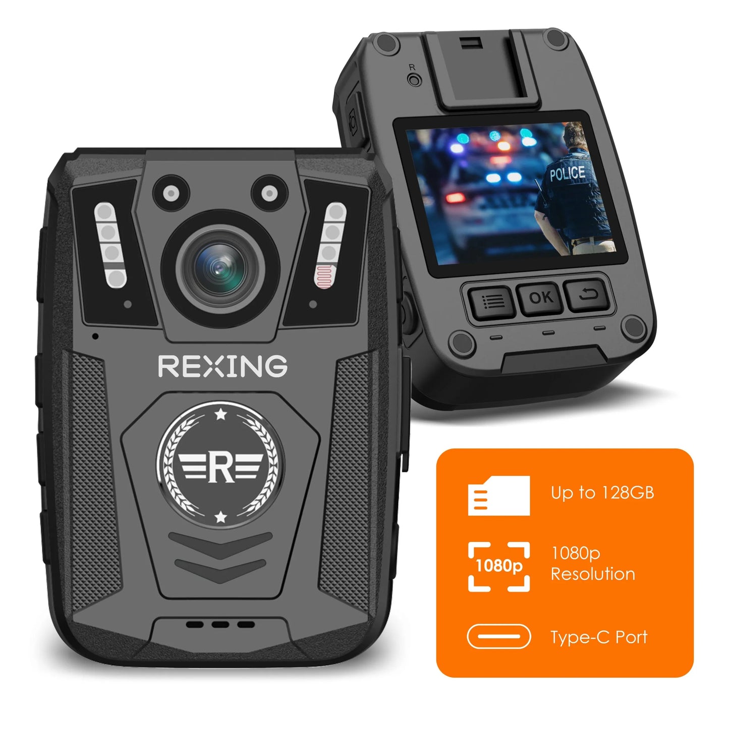 Cámara Corporal Rexing P2 FHD 1080p Full HD con Puerto Tipo-C