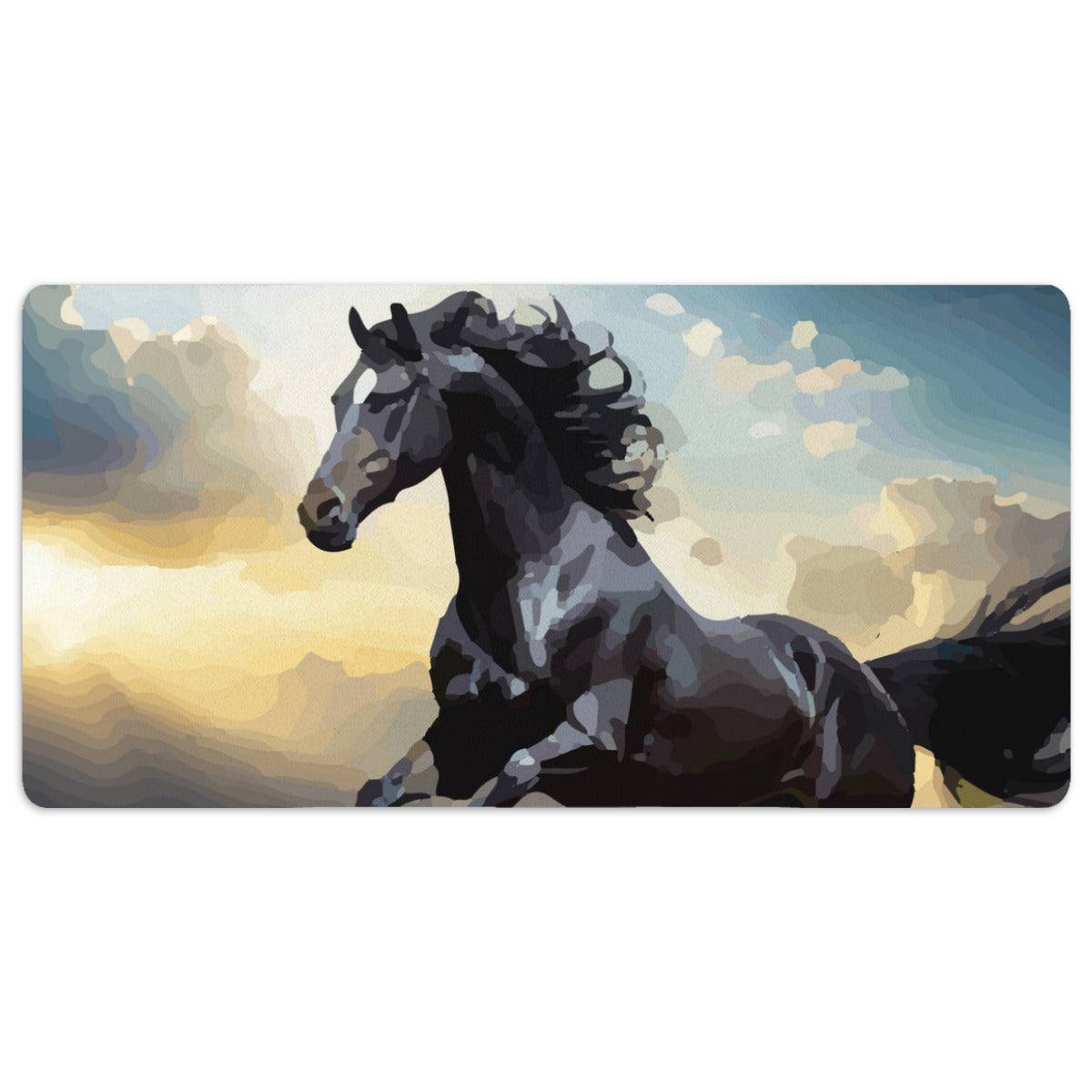 Dancing Black Beauty Wild Horse 40" x 20" Mousepad Desk Mat