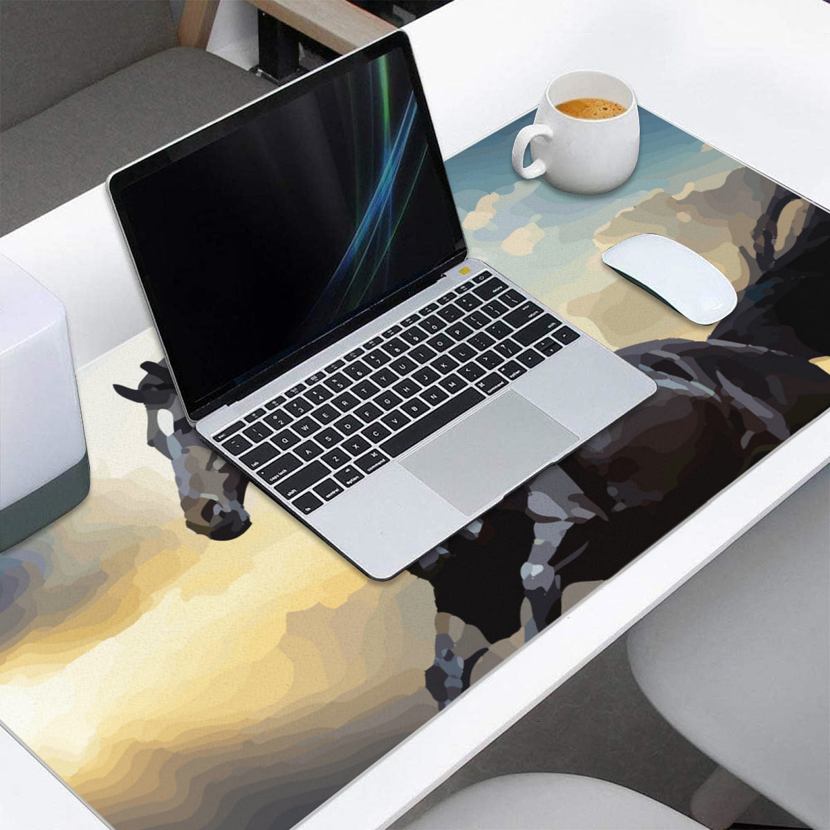 Dancing Black Beauty Wild Horse 40" x 20" Mousepad Desk Mat