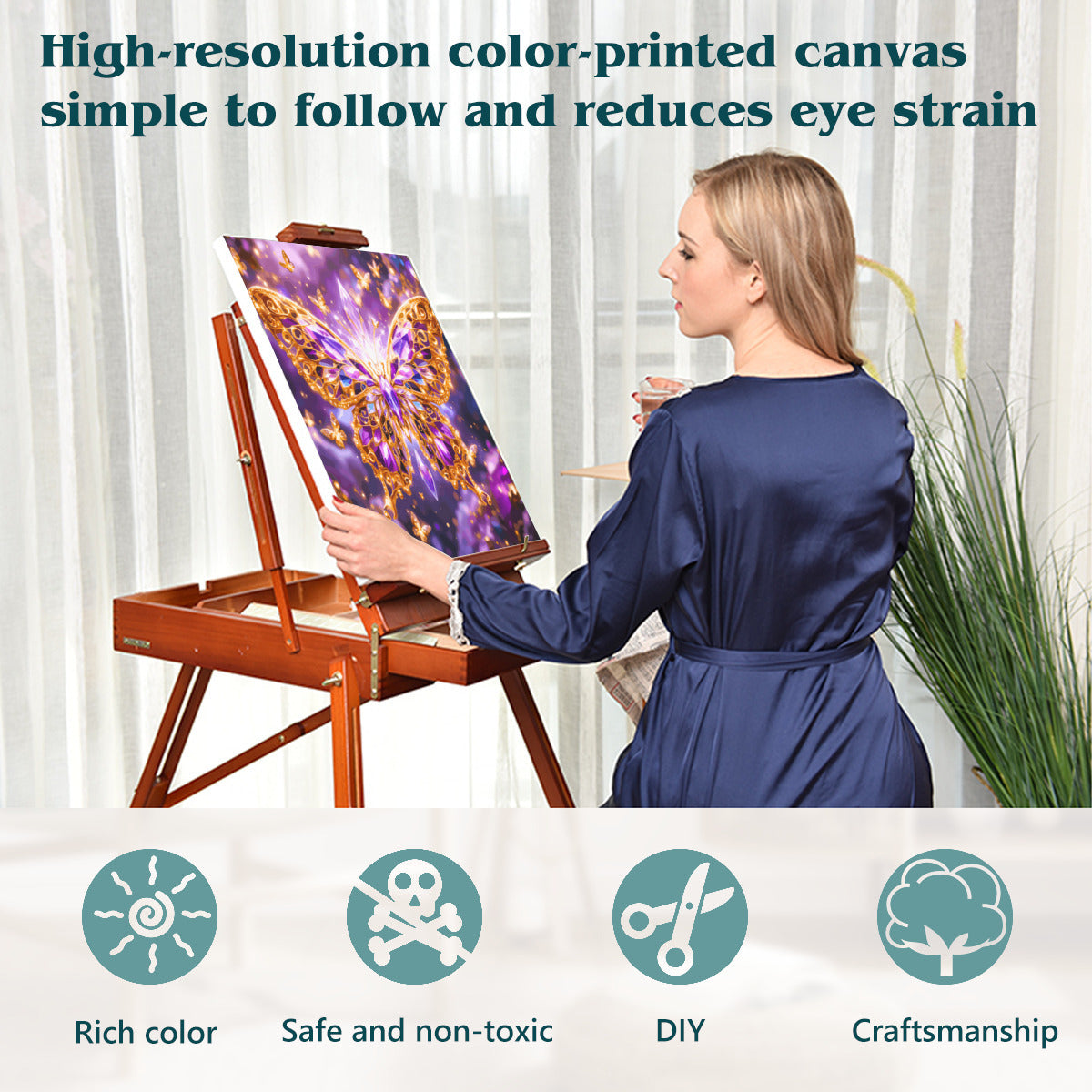 Purple Crystal Butterfly 36 Color Paint by Number Kit (Made in USA)