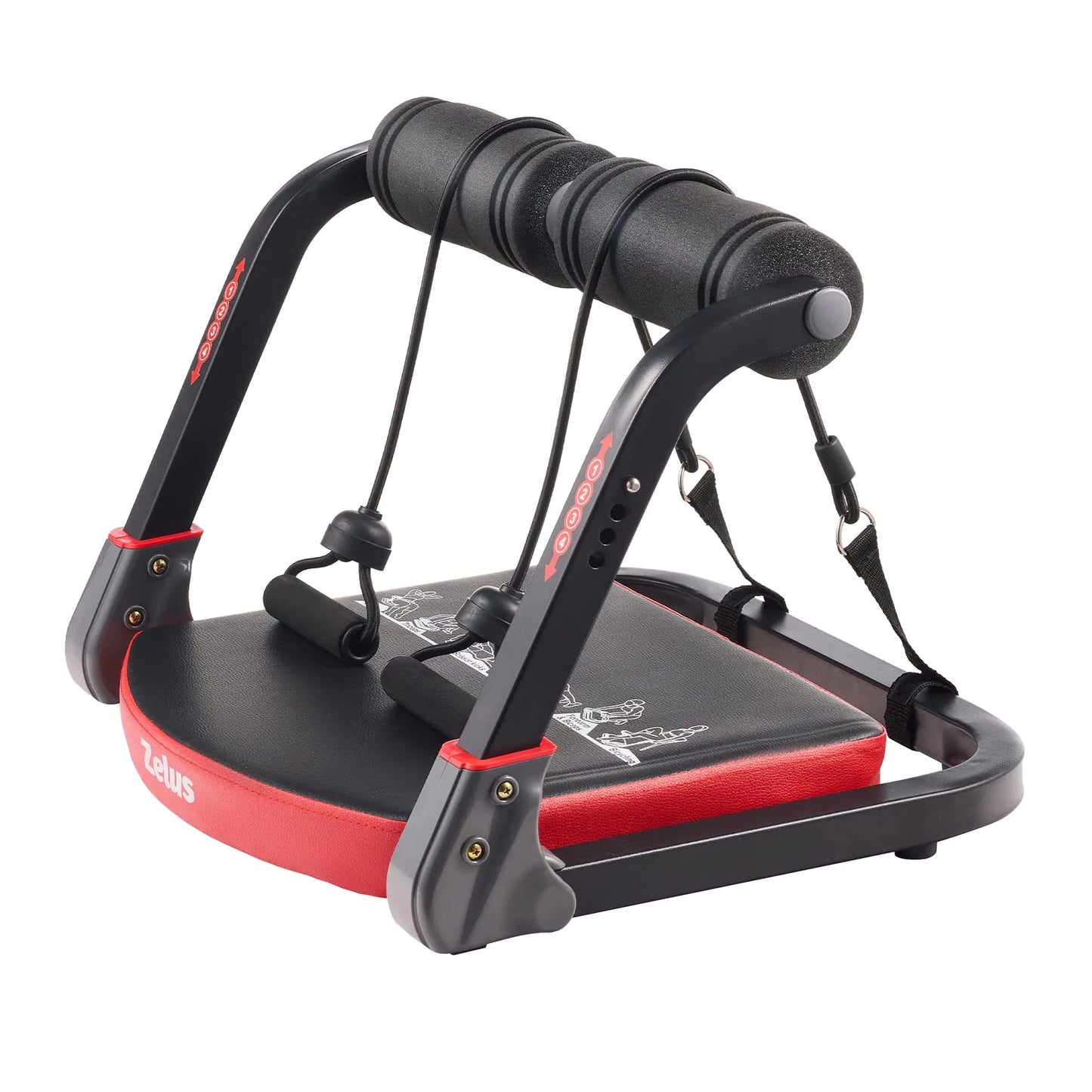 ZELUS Ab Machine with Resistance Bands for Home Gym 2 in 1 Ab Workout Equipment with Rebound Assist 4 Intensities Core Strength Trainer Whole Body Exercise Fitness Equipment for Home Workouts