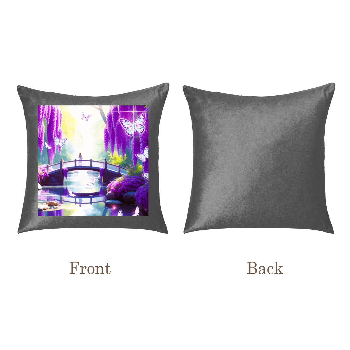 Fantasy Purple Bridge Scene Pillow Cover