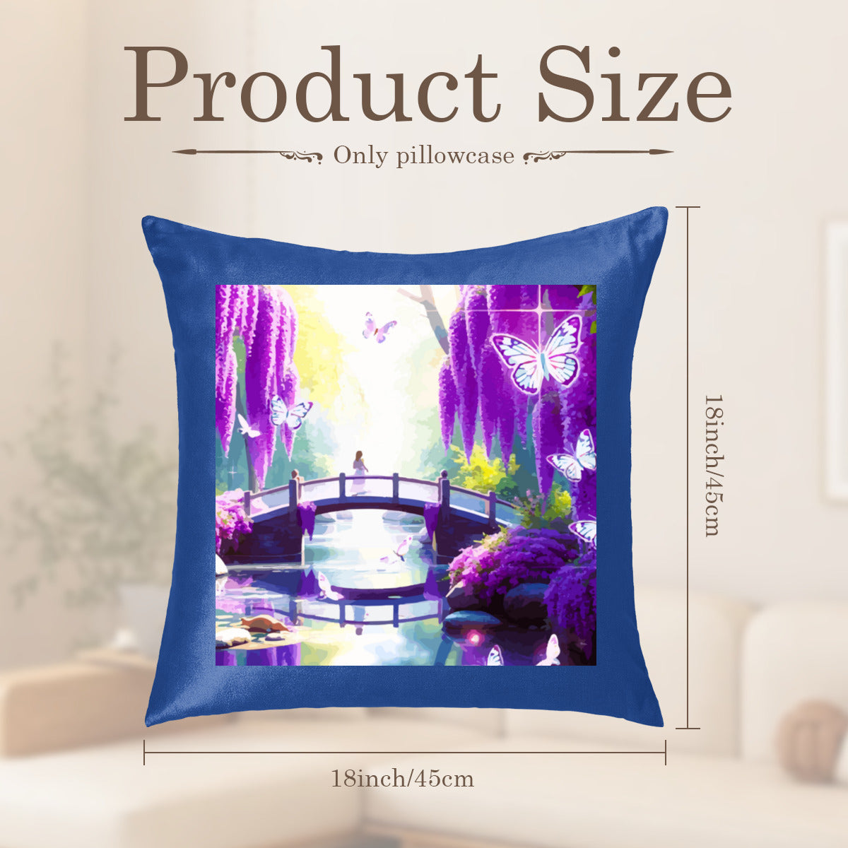 Fantasy Purple Bridge Scene Pillow Cover