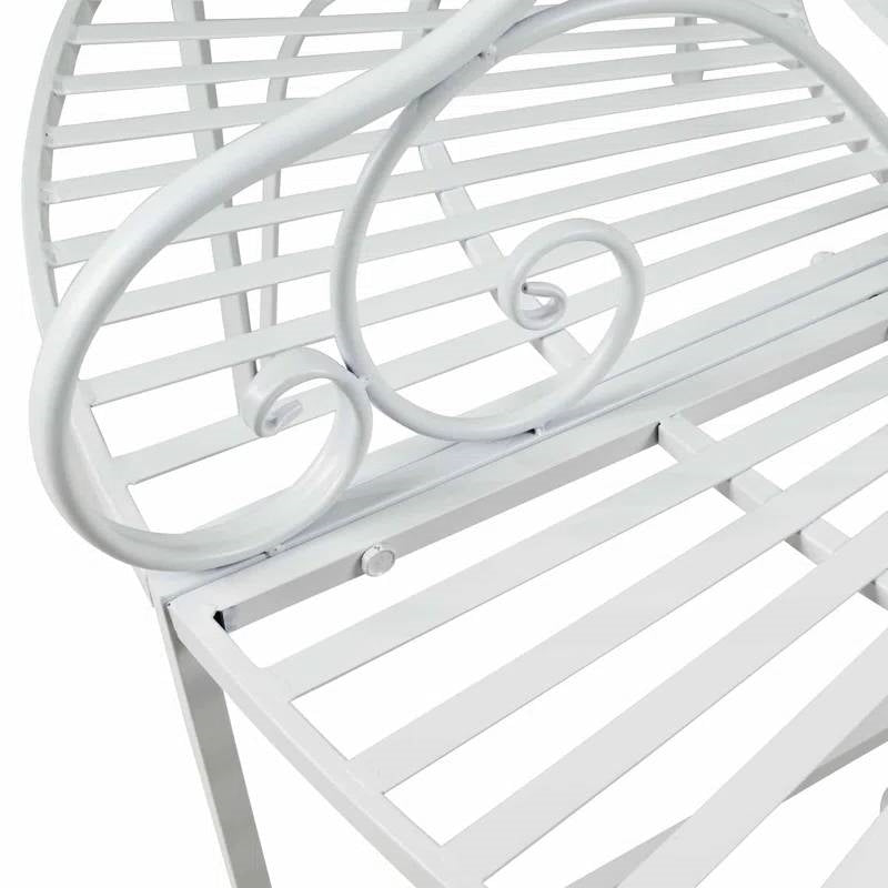 Banco de árbol de metal blanco semicircular para patio exterior y jardín