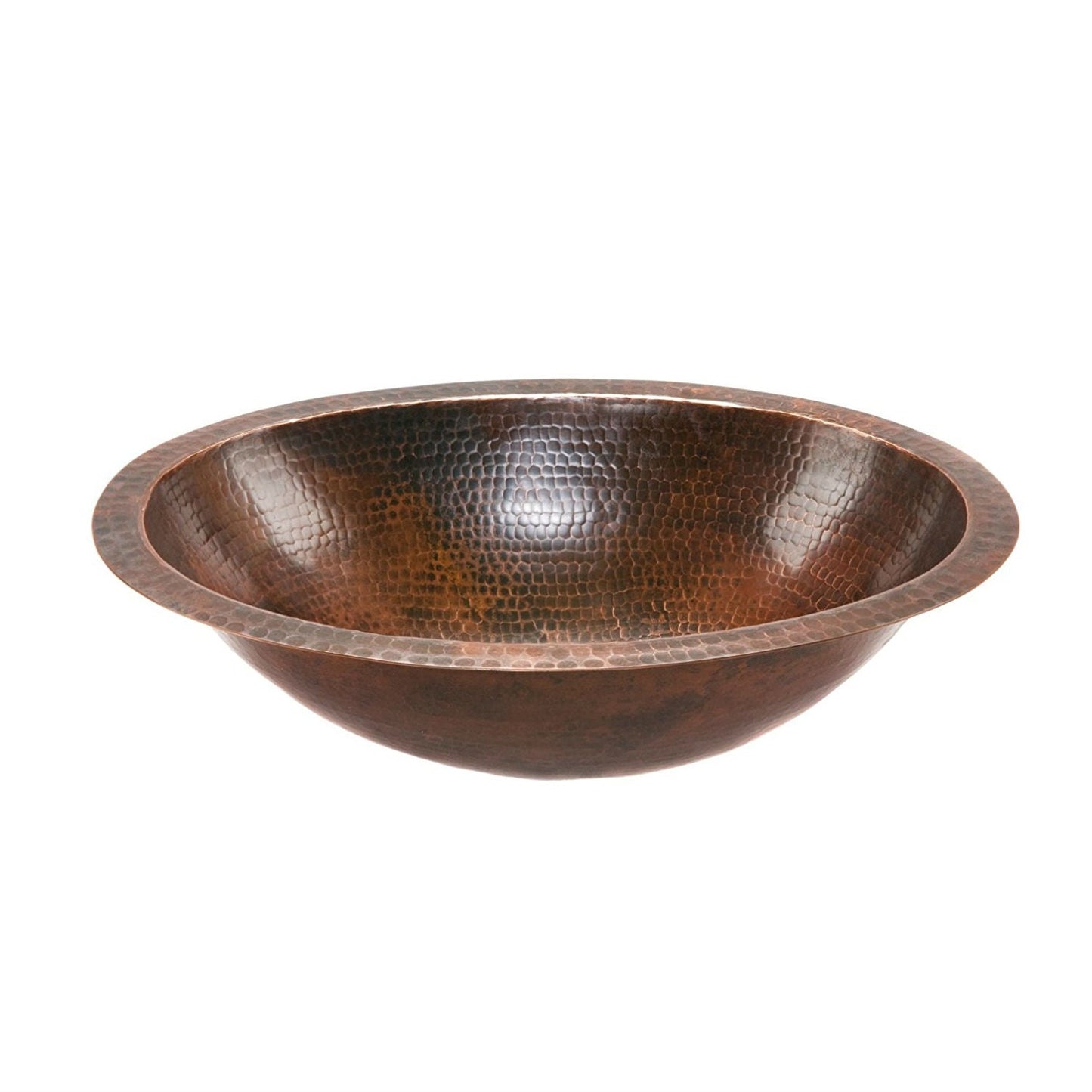 Lavabo Oval de Cobre Martillado para Baño 17 x 12 pulgadas