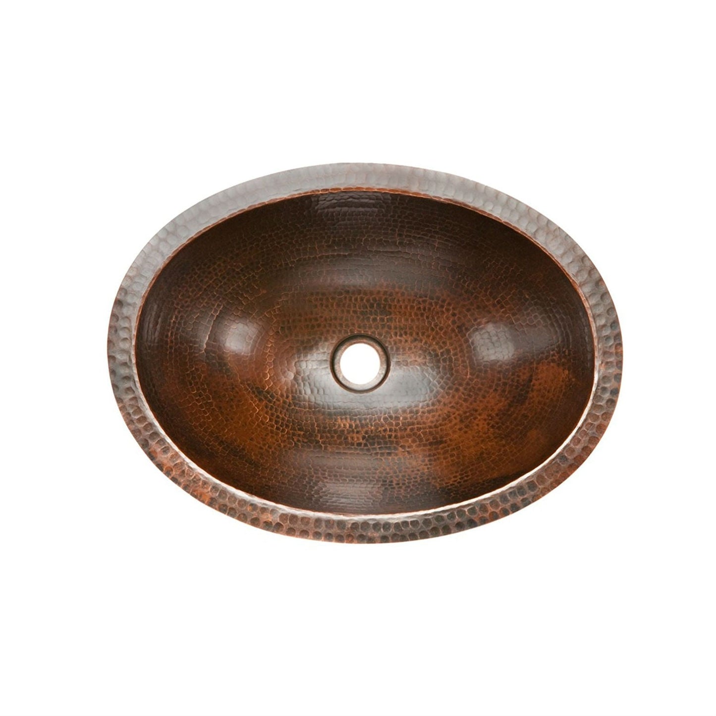 Lavabo Oval de Cobre Martillado para Baño 17 x 12 pulgadas