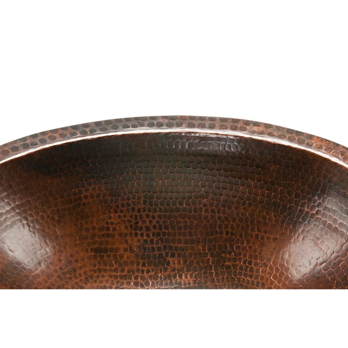 Lavabo Oval de Cobre Martillado para Baño 17 x 12 pulgadas