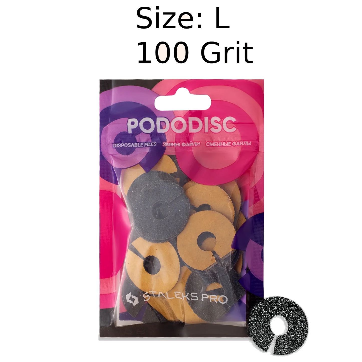 STALEKS PRO EXPERT UMBRELLA PODODISC RINGLIKE DISPOSABLE FILES SIZE L 25 MM DIAMETER REFILL PADS FOR PEDICURE DISC 50 PCS PDFR-25- STALEKS™