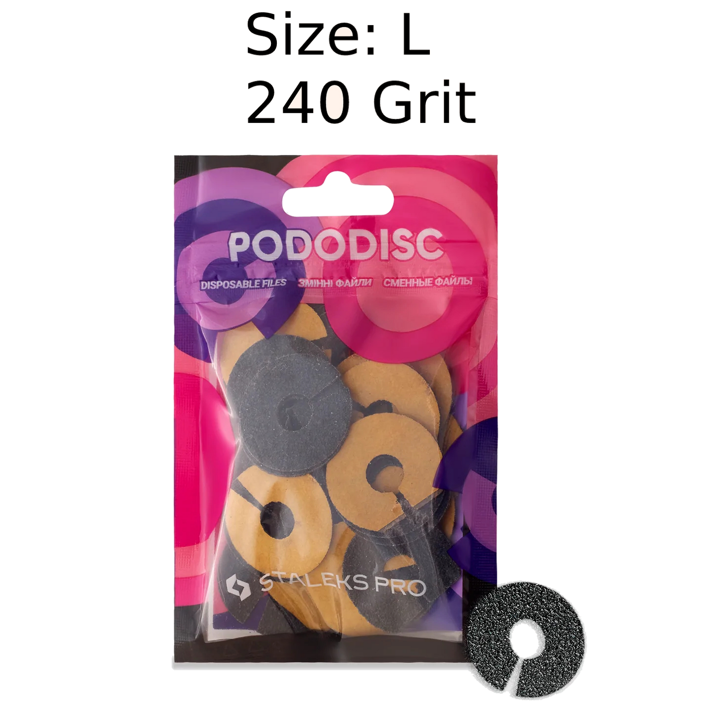 STALEKS PRO EXPERT UMBRELLA PODODISC RINGLIKE DISPOSABLE FILES SIZE L 25 MM DIAMETER REFILL PADS FOR PEDICURE DISC 50 PCS PDFR-25- STALEKS™
