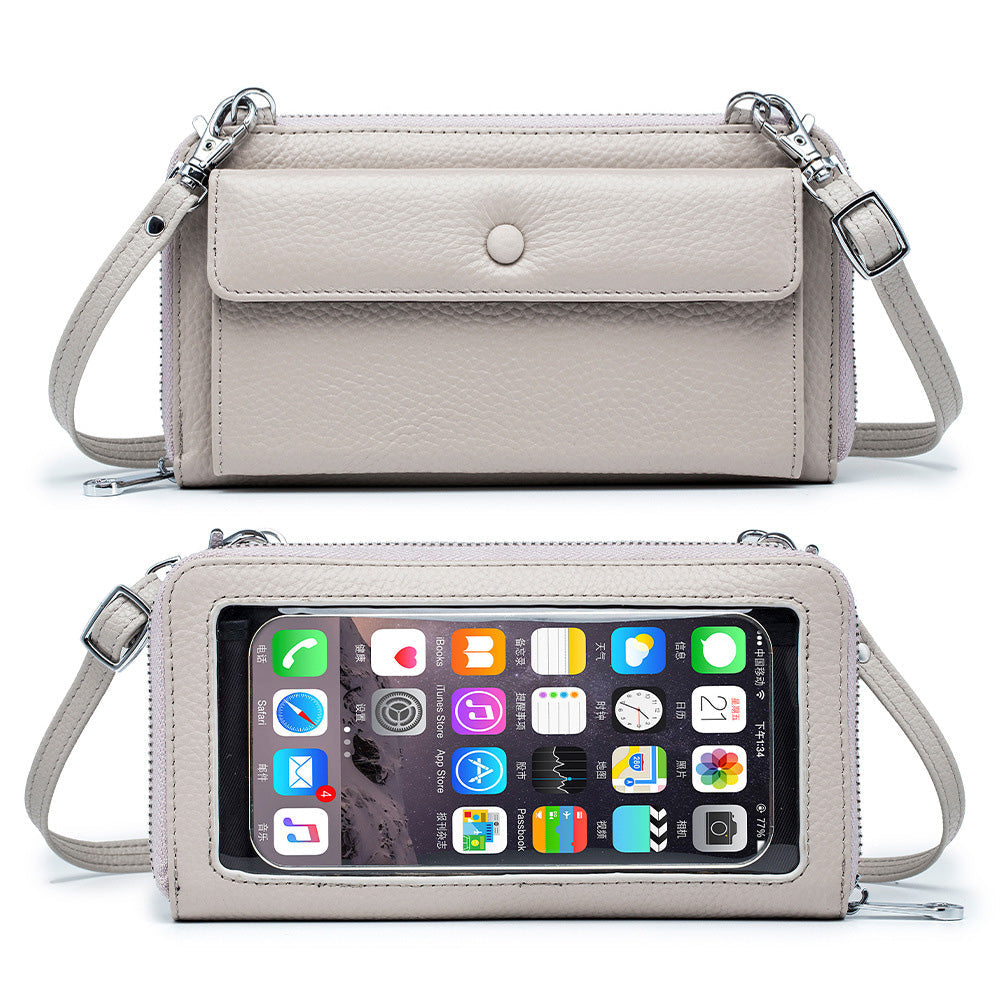 Cartera cruzada Ryann de piel auténtica para teléfono