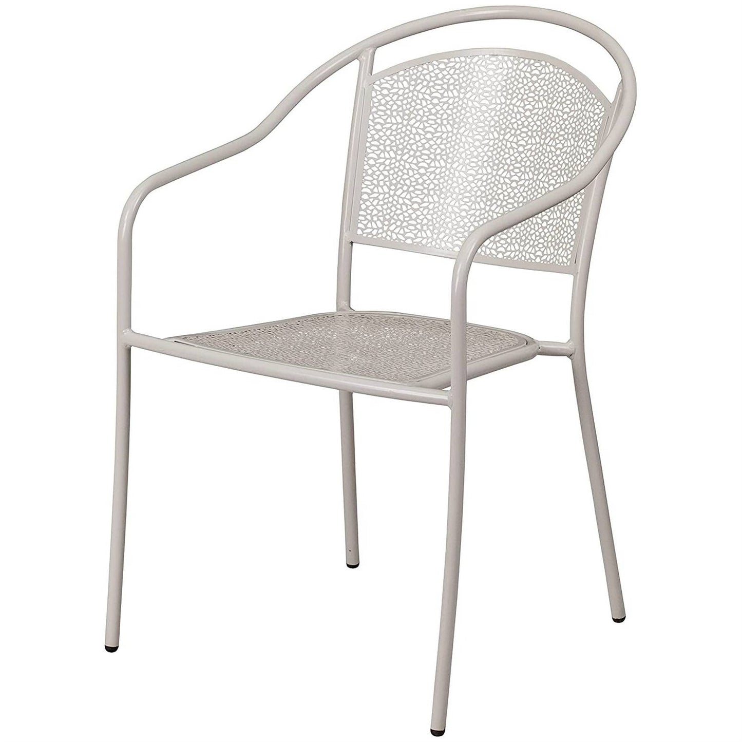 Juego de muebles de patio exterior de metal de acero gris de 3 piezas con 2 sillas y 1 mesa