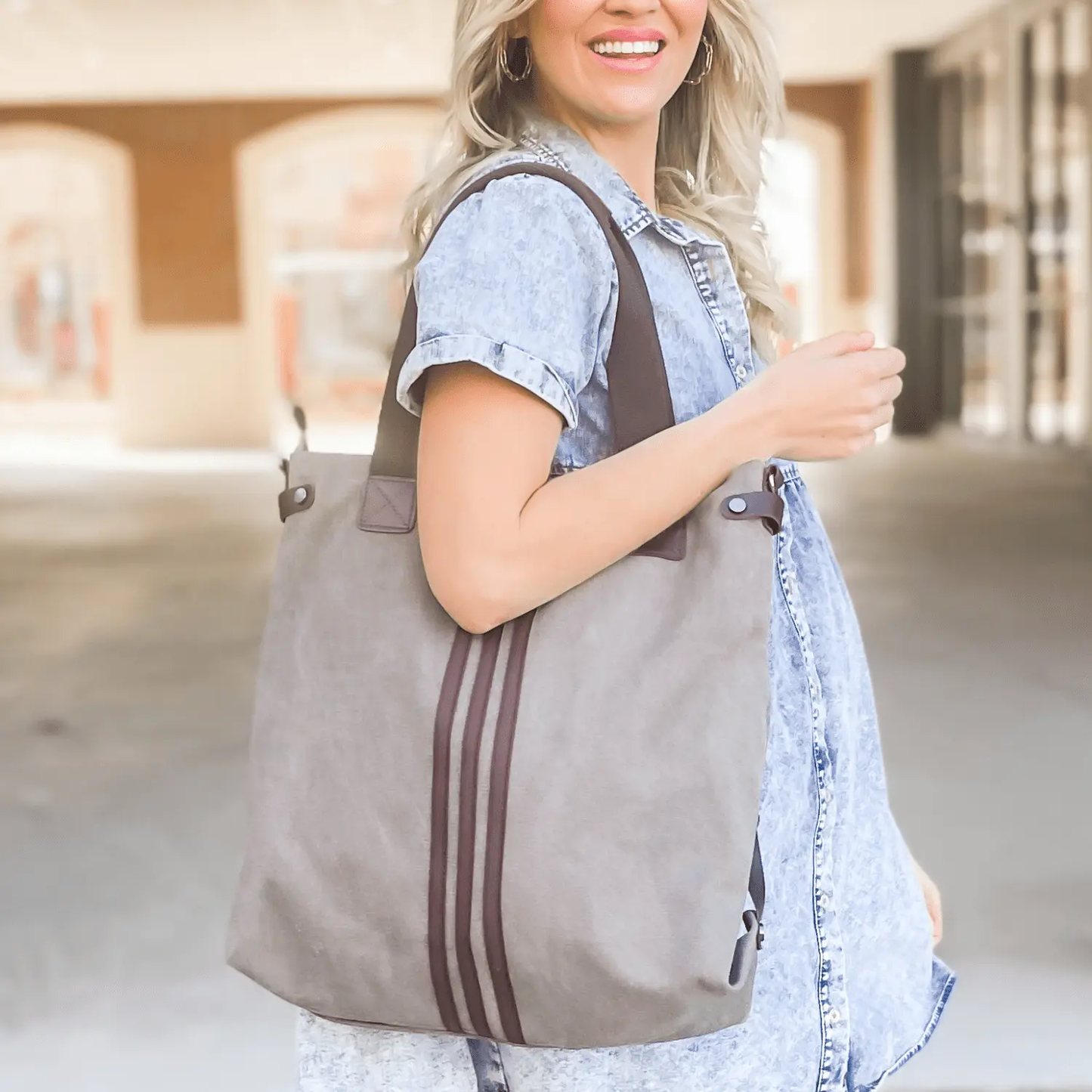 Threaded Pear Canvas Tote Bag With Adjustable Strap — Work & Travel