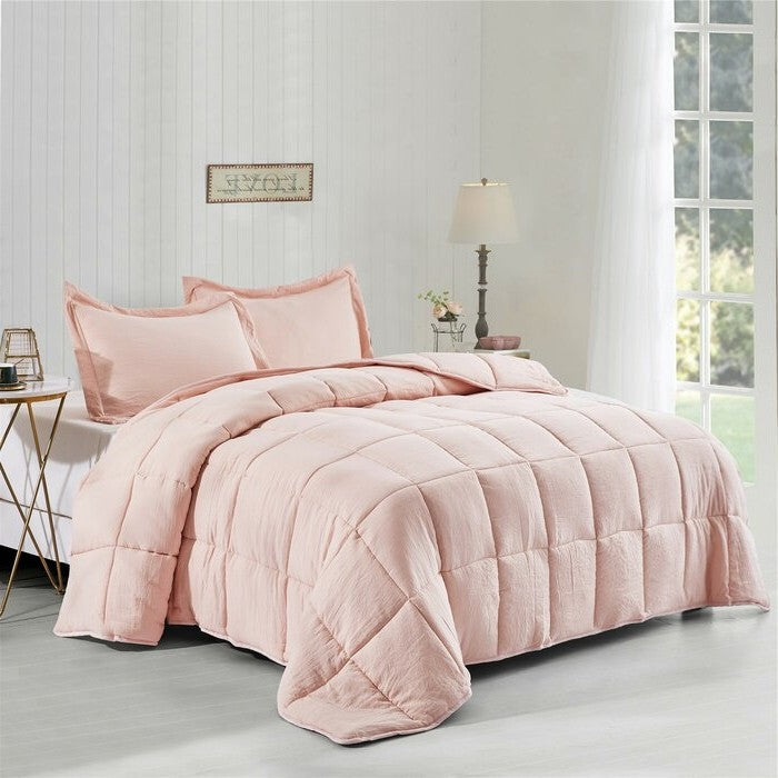 Juego de edredón reversible de microfibra rosa de 3 piezas tamaño King