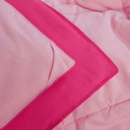 Juego de edredón tradicional reversible de microfibra de 3 piezas para cama individual/individual XL en rosa